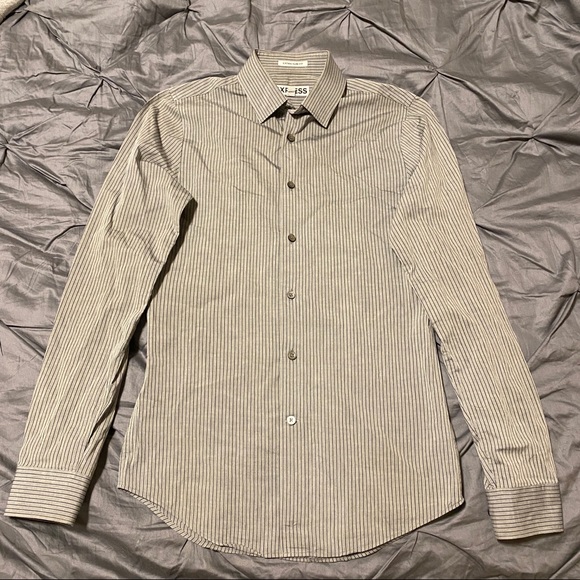 Express Striped Extra Slim Long Sleeve Shirt XS - Picture 4 of 12
